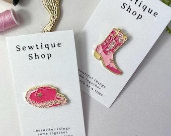 Spille da bavero per cappello da cowboy o stivale rosa, accessorio ispirato a Swiftie, moda kitsch da cowgirl