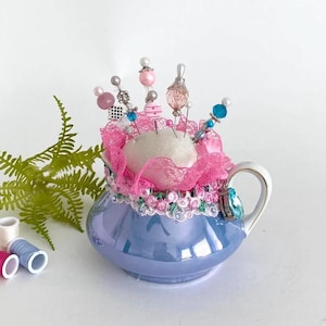 Cottagecore Upcycled Pin Cushion, Handmade Pin Keeper, Vintage Sewing Decor