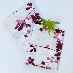 Vintage IKEA King Pillowcases: Lavender Leaf Print, Upcycled Fabric