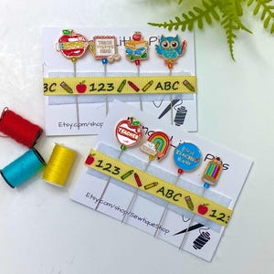 Alfinetes de costura para presente de professor – Conjunto de 4 alfinetes decorativos para artesanato ou quilting – Alfinetes coloridos para quadro de avisos – Escolha o estilo – Presente divertido por menos de 10