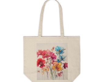 Colorful Flowers Canvas Shopping Tote