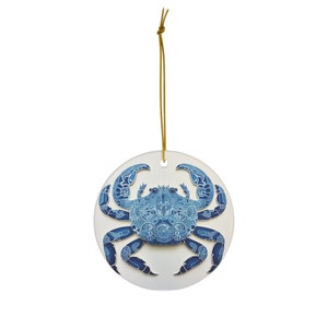 Ornamento in ceramica di granchio blu d&#39;arte