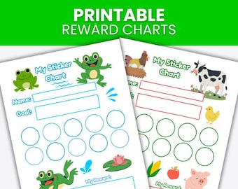 Barnyard and Frog Reward Chart Bundle for Kids Behavior Chart Printable Chore Routine Tracker Instant Download PDF