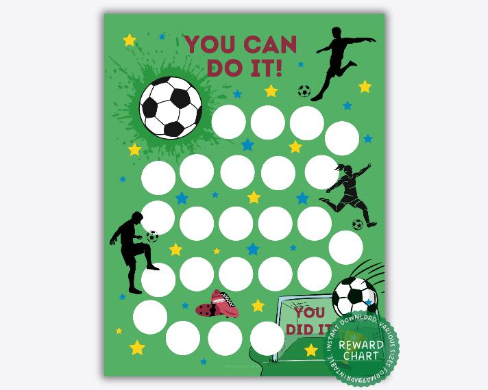 Soccer Reward Chart, Soccer Sticker Chart, Sports Reward Chart, Behavior Chart, Printable Digital Download, Goal Setting, Reward Chart Boy