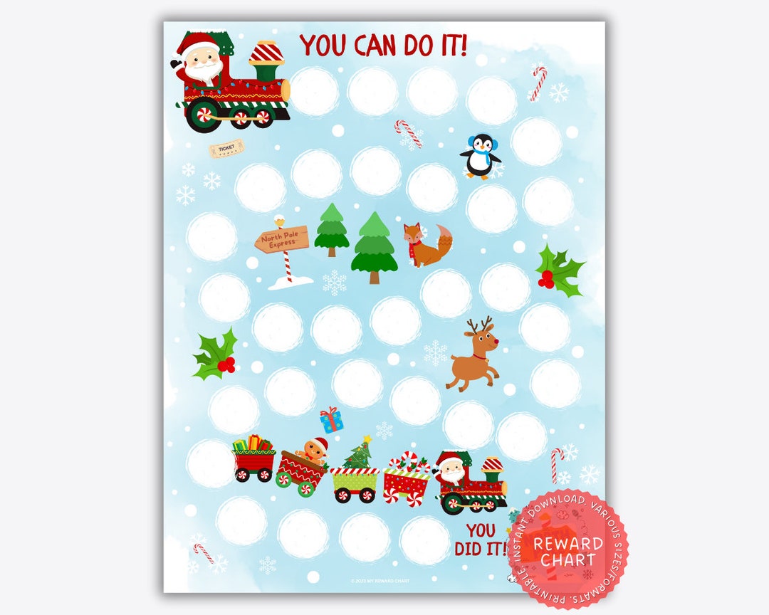 Christmas Reward Chart, Printable Reward Chart, Potty Training Chart ...