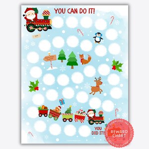 Gráfico de recompensas navideñas, gráfico de recompensas imprimible, gráfico de entrenamiento para ir al baño, gráfico de comportamiento en el aula