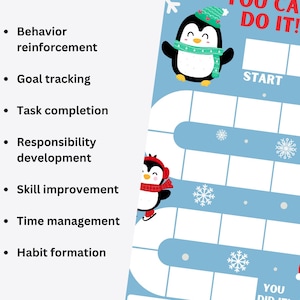 Penguin Christmas Reward Chart: Kids Behavior Tracker (digital Download ...