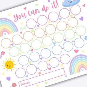 Rainbow Reward Chart, Potty Training Chart Download, Printable Reward ...