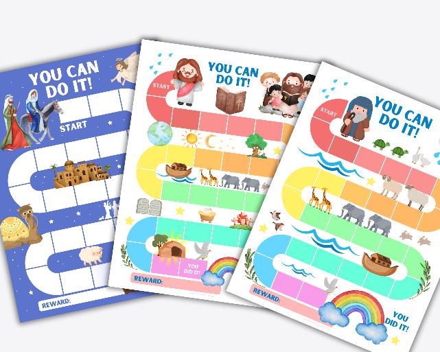 Bible Reward Chart Bundle, Printable Christian Kids Sticker Charts ...