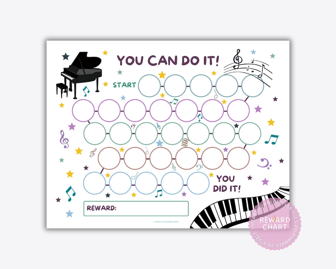 Printable Piano Reward Chart, Music Reward Chart, Piano Practice Chart ...