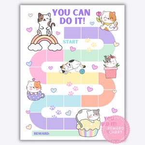 Cat Reward Chart Printable Kids Reward Chart, Instant Download Behavior Chart Girls Sticker Chart, Kitty Cat Potty Training Chart