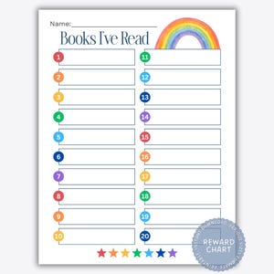 Registro de Leitura Infantil "Rainbow Books I've Read Tracker" (Download Digital)