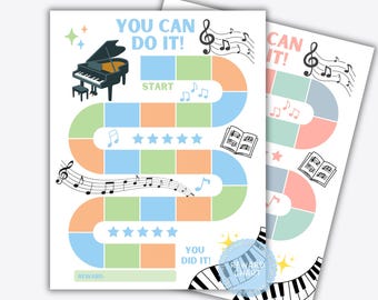 Piano Practice Tracker for Kids - Printable Music Lesson Log, Progress Chart Bundle & Motivation Sheets