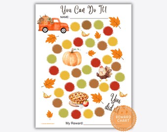 Editable Fall Reward Chart for Kid Toddler Autumn Printable Daily ...