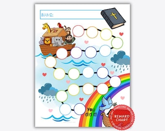 Noah's Ark Reward Chart: Kids Behavior & Potty Training (PDF)