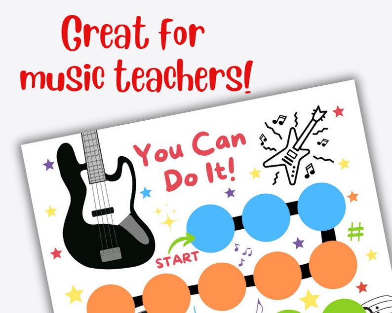Electric Guitar Reward Chart Printable, Music Reward Chart, Music