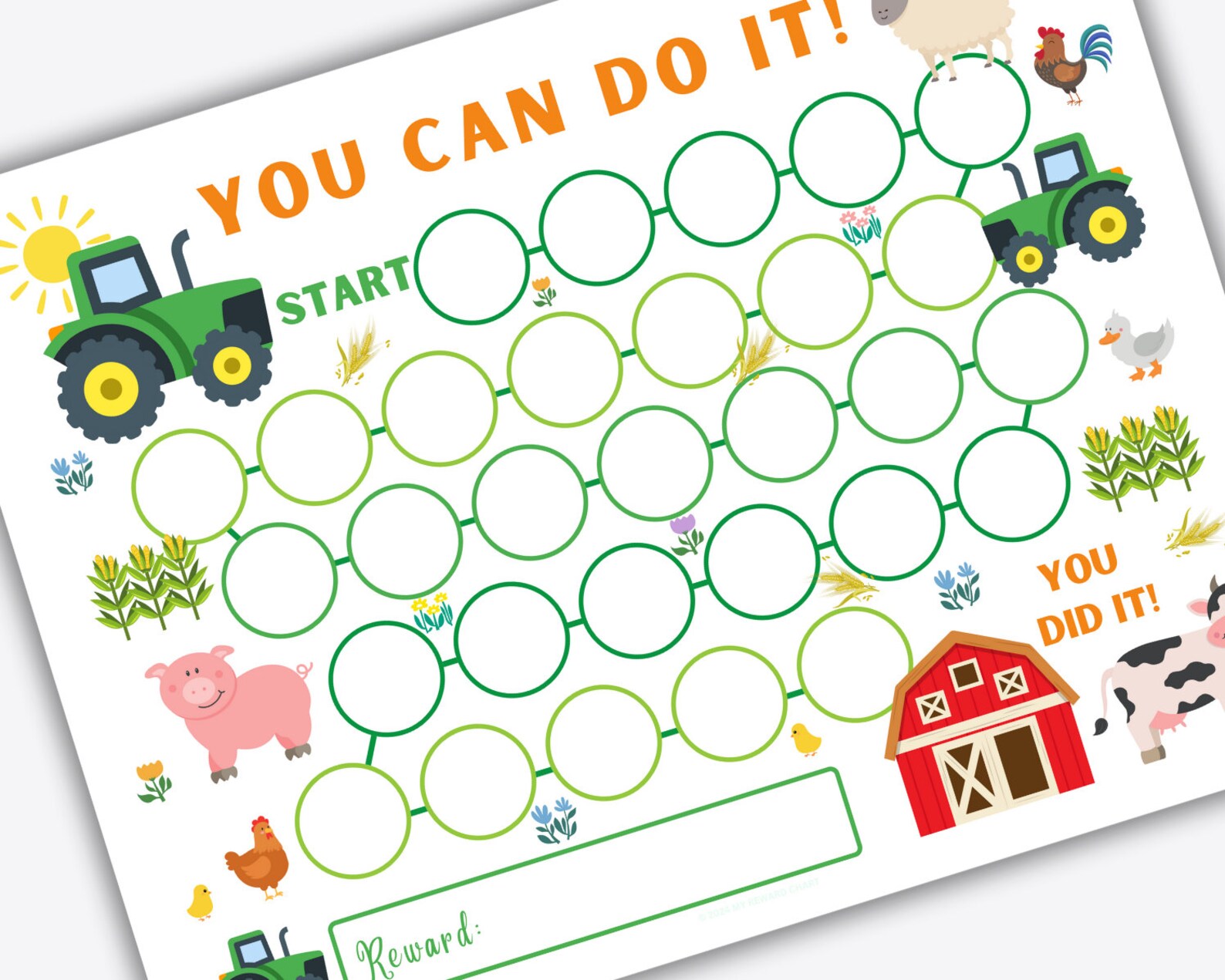 Reward Chart Printable, Tractor Reward Chart, Kids Behavior Chart ...