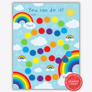 Rainbow Reward Chart Printable, Rainbow Potty Training Chart, Behavior Chart, Kids Sticker Chart, Girls Potty Chart, Preschool Activity