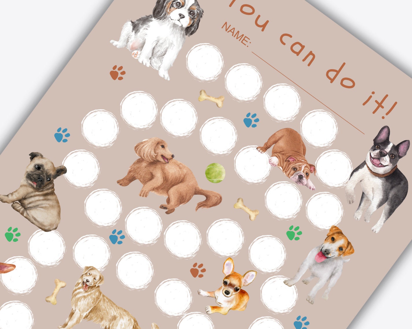 Reward Chart Printable, Dog Sticker Chart, Adult Reward Chart, Toddler ...
