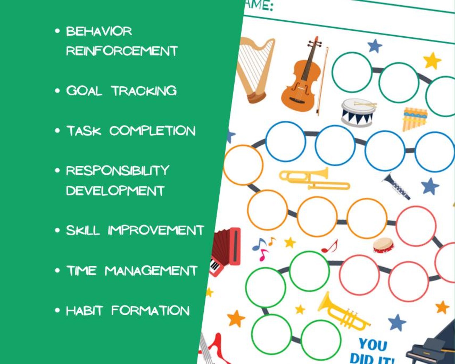 Printable Music Reward Chart, Music Practice, Violin Practice Chart ...