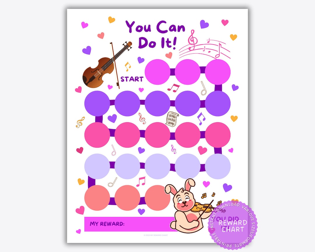 Printable Violin Practice Reward Chart: Kids Music Learning (PDF, PNG ...