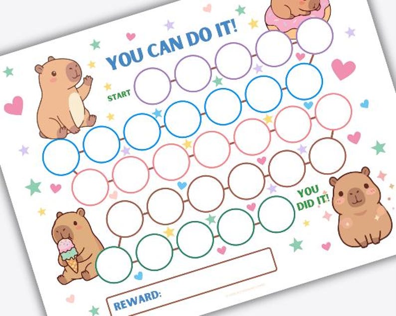 Capybara Daily Routine Capybara Reward Chart Printable Bedtime Reward Chart Toddler Routine ...