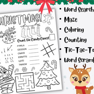 Christmas Activity Placemat, Christmas Coloring Placemat, Printable Holiday Activity Mat ...