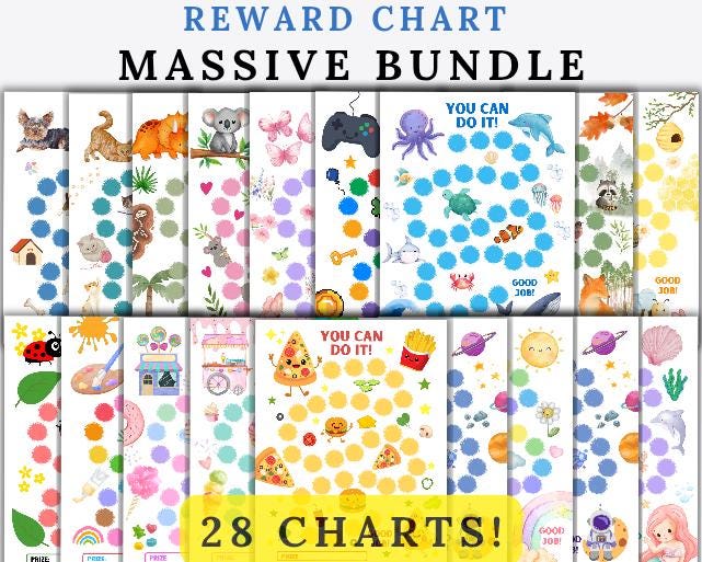 Printable Reward Chart Bundle for Kids, Toddler Sticker Charts, Potty ...