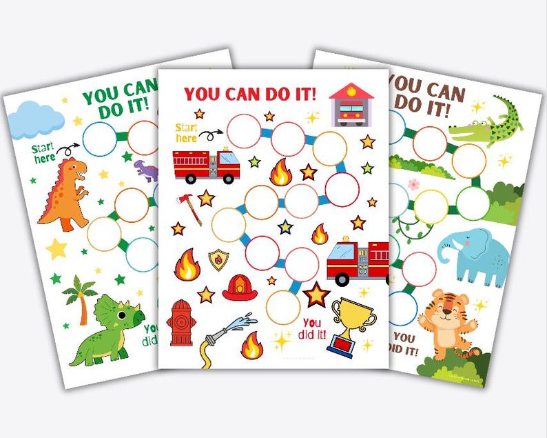 Boys Reward Chart Bundle – Printable Sticker Charts for Boys, Behavior ...