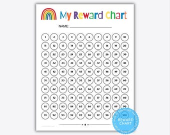 Printable Rainbow Reward Chart for Kids, Potty Training Chart, Prize Chart, 100-day Challenge, Achievement Chart, Star Chart Download