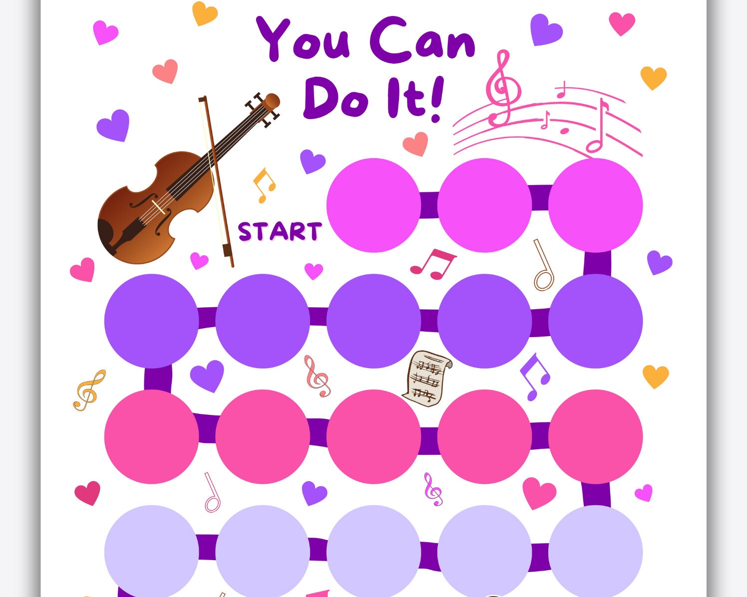 Printable Violin Practice Reward Chart: Kids Music Learning (PDF, PNG ...