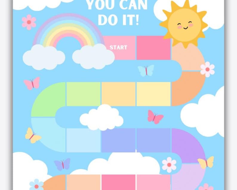 Rainbow Reward Chart, Potty Training Chart Download, Printable Reward