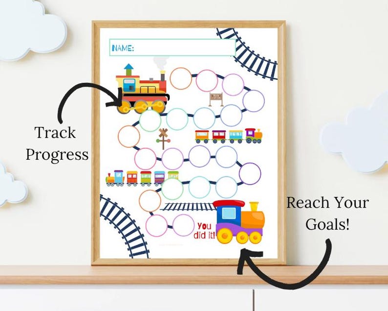 Train Reward Chart for Kids – Printable Sticker Chart, Toddler Behavior ...