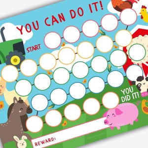 Farm Animal Reward Chart for Children, Tractor Sticker Chart, Potty ...