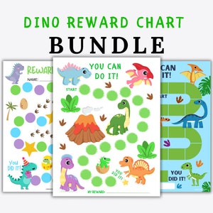 Dinosaur Reward Charts Bundle: Fun Behavior & Potty Training (PDF)
