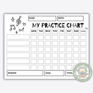 Music Practice Reward Chart | Printable Tracker for Piano, Violin, Guitar (Digital Download)
