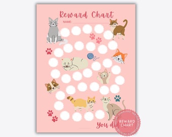 Cat Reward Chart, Printable Reward Chart, Printable Potty Chart for Toddlers, Potty Chart Girls, Reward Chart Printable, Behavior Chart, PDF