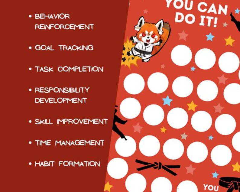 Martial Arts Reward Chart, Sport Reward Chart, Judo Sticker Chart, Jiu