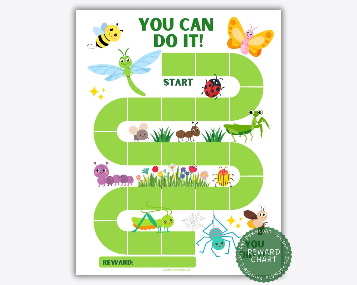Bug Reward Chart, Printable Instant Download Reward Chart, Insect ...