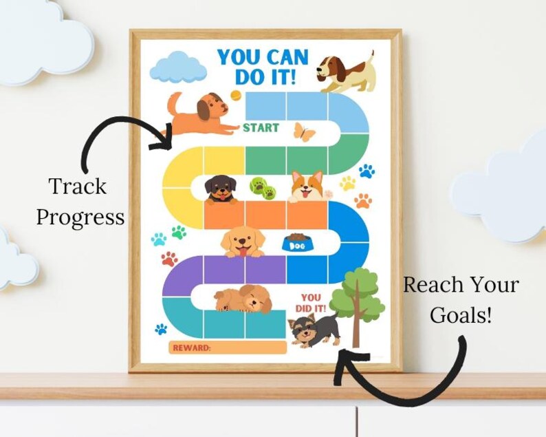 Printable Dog Reward Chart for Kids: Potty Training, Behavior (digital ...