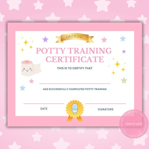 Certificado de entrenamiento para ir al baño, Diploma de entrenamiento para ir al baño, Premio de entrenamiento para ir al baño para niños pequeños, Descarga digital imprimible, PDF de entrenamiento para ir al baño para niños