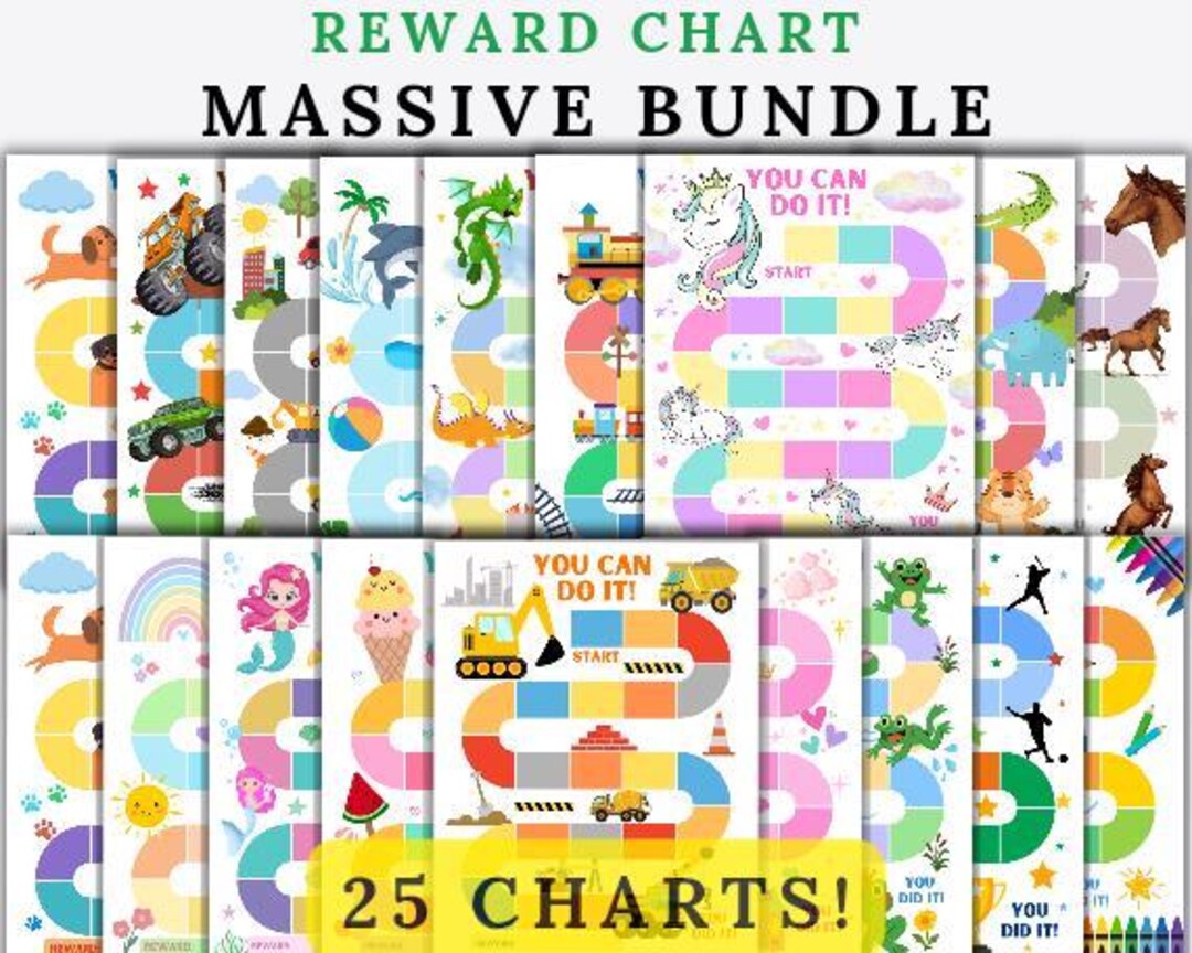 Printable Reward Chart Bundle, 25 Kids Behavior Charts, Chore Charts ...