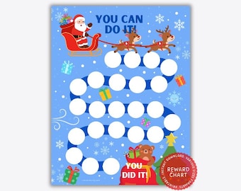 Santa Reward Chart: Christmas Potty Training, Behavior Tracker (PDF Download)