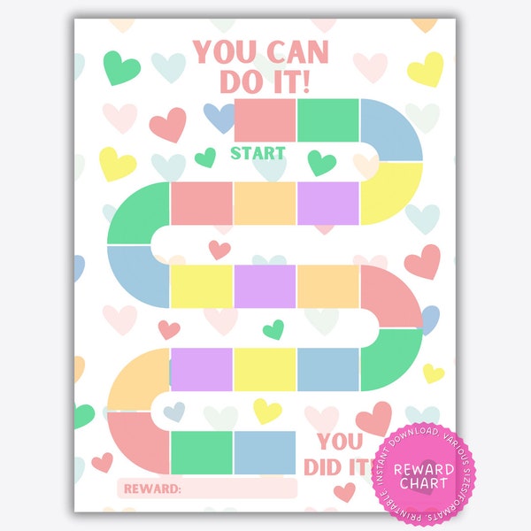 Printable Heart Reward Chart, Printable Valentine Reward Chart, Potty Training Chart, Reward Chart ADHD, Kids Behavior Reward Chart