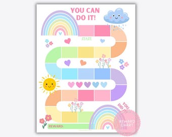 Rainbow Reward Chart for Girls, Reward Chart for Kids, Toddler Chore Chart, Printable Potty Training Chart, Classroom Reward Chart
