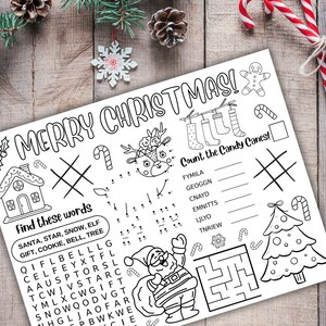 Christmas Activity Placemat, Christmas Coloring Placemat, Printable Holiday Activity Mat ...