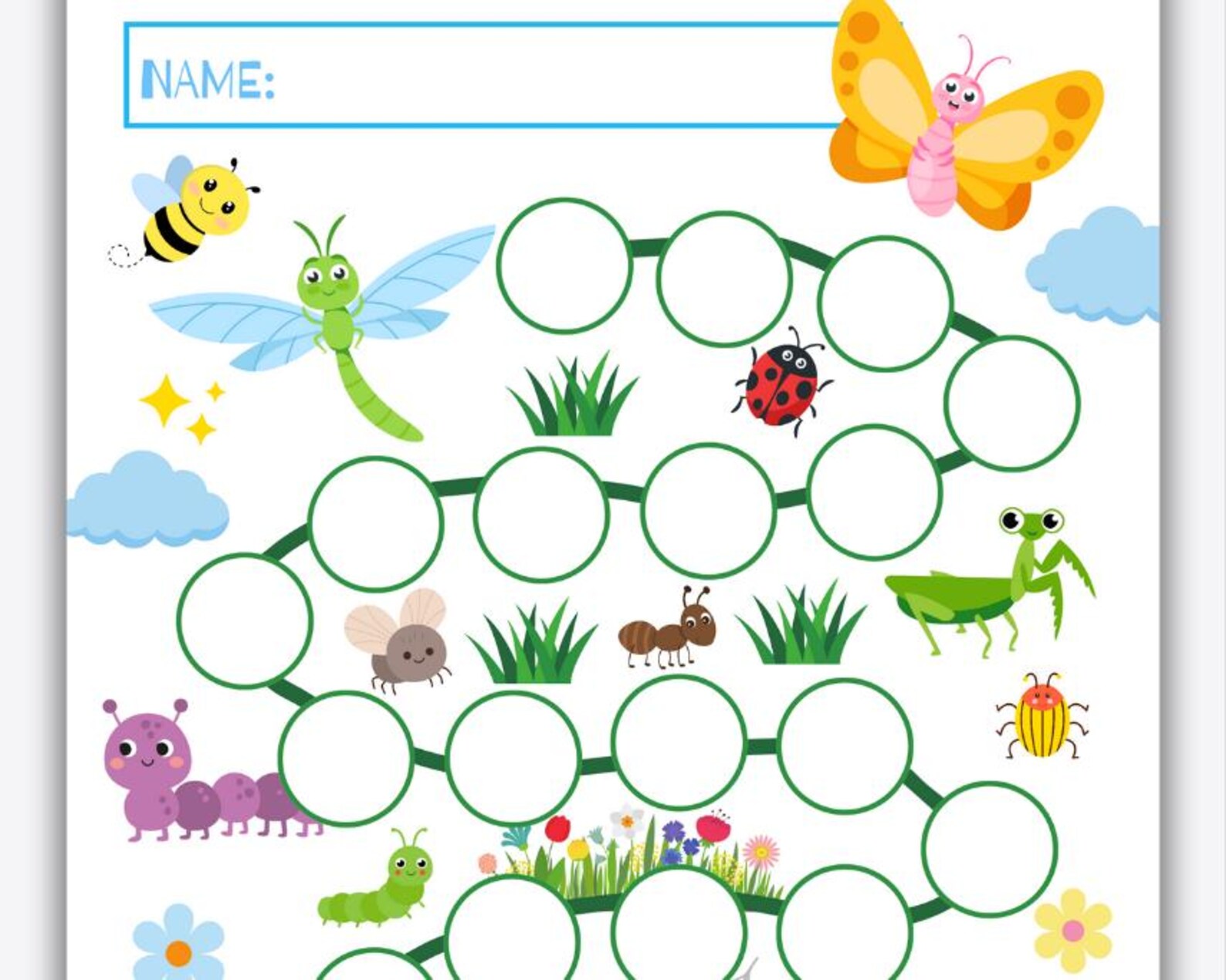 Bug Reward Chart: Kids Potty Training, Homeschool Activity (printable ...