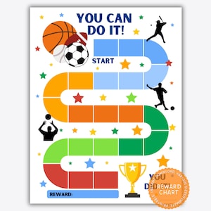 Sportbelohnungstabelle druckbare Kinderbelohnungstabelle, Jungen-Verhaltenstabelle, Jungen-Aufklebertabelle, Töpfchen-Trainingstabelle Junge