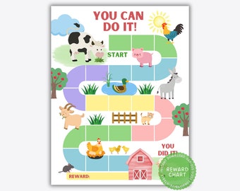 Farm Animal Reward Chart: Kids Behavior, Potty Training (PDF, PNG, JPG)