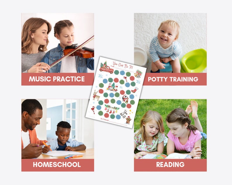 Christmas Reward Chart, Printable Sticker Chart, Kids Reward Chart